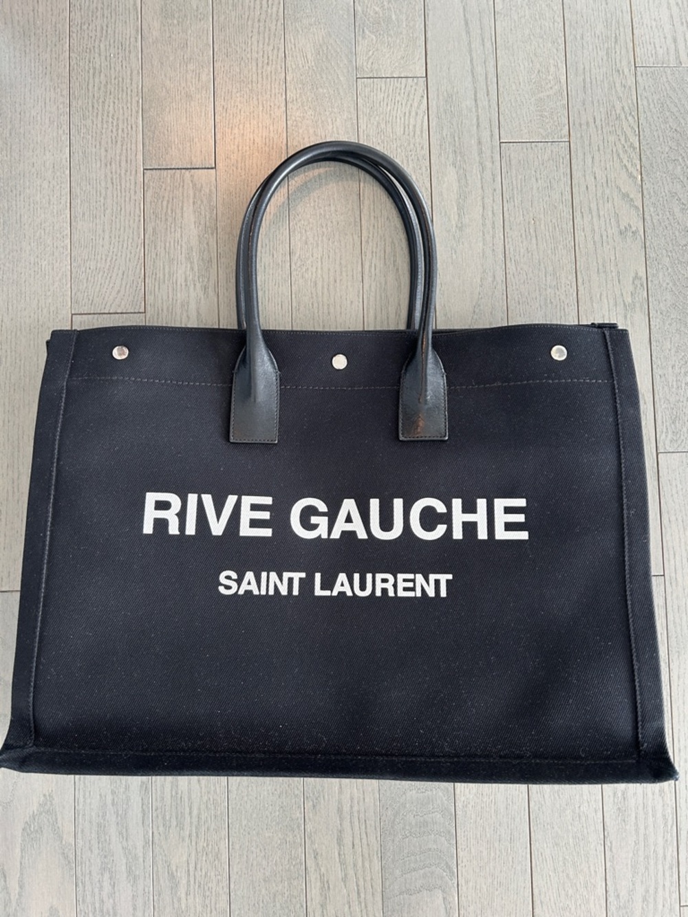 Saint Laurent Black Rive Gauche Canvas Tote Large